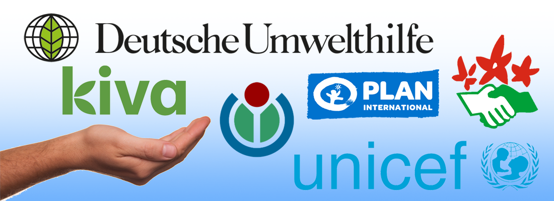 Bild: pixabay.com; © unicef, kiva, Deutsche Umwelthilfe, PLAN International, Naturfreunde, wikipedia